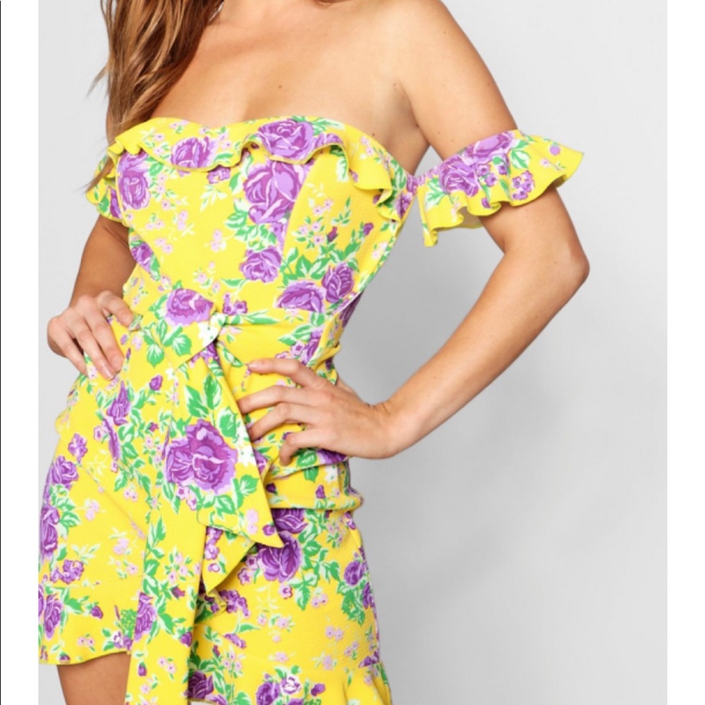 Floral  dress tie waist mini dress